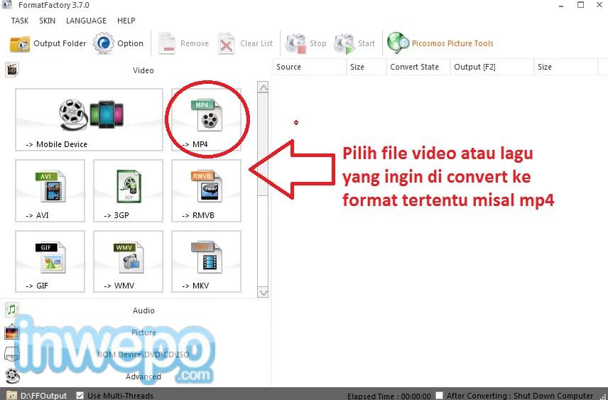 Cara Convert Video ke MP4, MP3, 3GP, MOV (Semua Format 