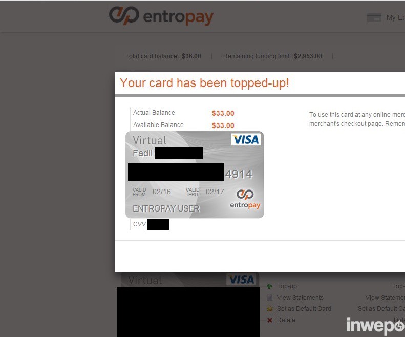 Cara Membuat dan Mengisi Saldo Virtual Kartu Kredit VCC di EntroPay featured