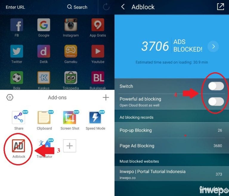 Cara Disable AdBlock Di UC Browser