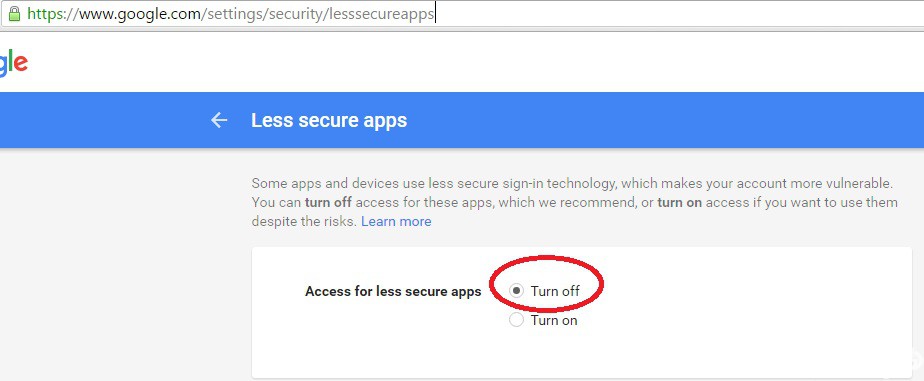 Access for less secure apps google