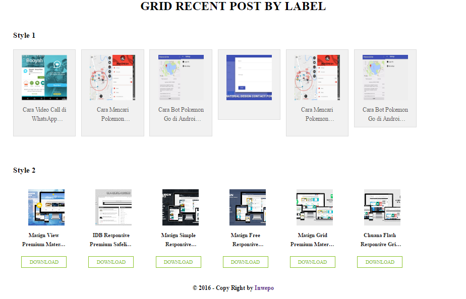 Cara Membuat Widget Grid Recent Post Sesuai Label Pada Blog 1
