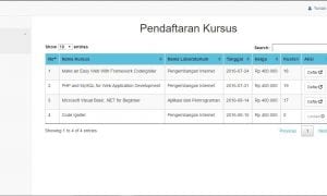 Cara Menampilkan Table Daftar Kursus