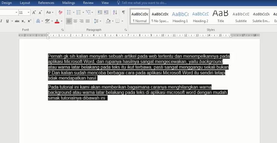 Cara Menghilangkan Warna Background Tulisan Hasil Copy Paste di Microsoft Word 1