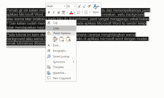 Cara Menghilangkan Warna Background Tulisan Hasil Copy Paste di Microsoft Word 2