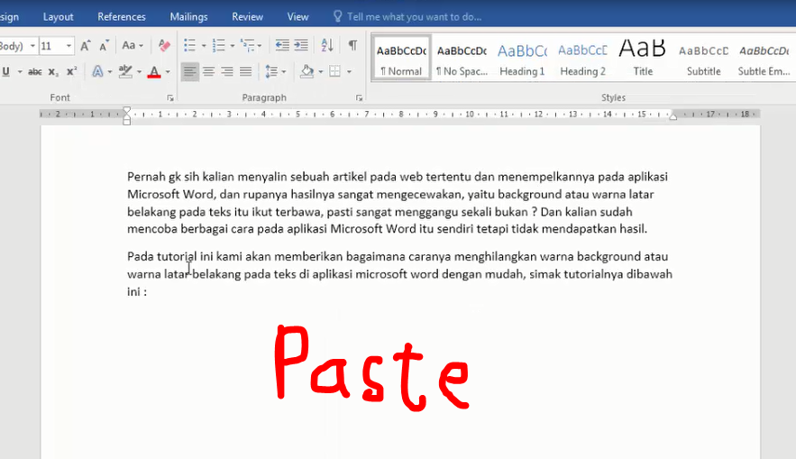 Cara Menghilangkan Warna Background Tulisan Hasil Copy Paste di Microsoft Word 5