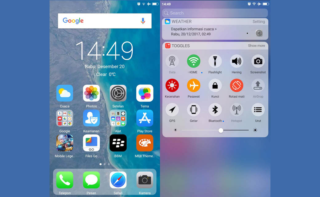 Cara Mengubah Tampilan Xiaomi Seperti iPhone iOS 11