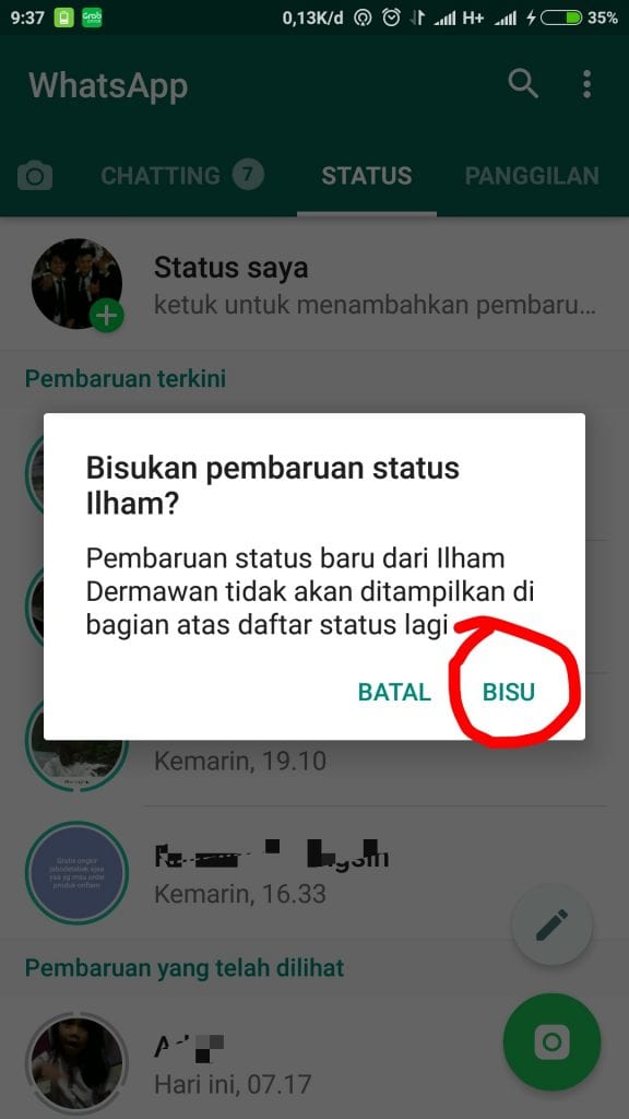 Cara Menyembunyikan Update Status Story Teman di WhatsApp 2