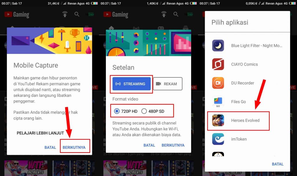 C Live Streaming Game di YouTube Android 4