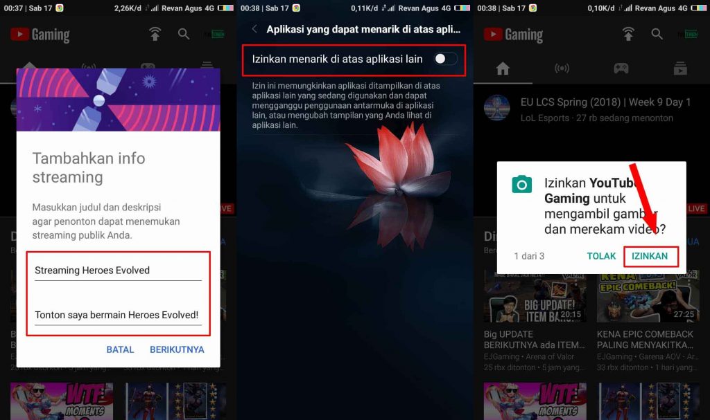 C Live Streaming Game di YouTube Android 5