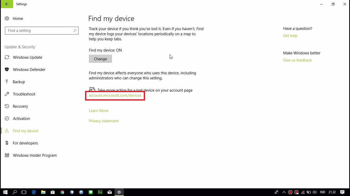 Cara Mengaktifkan Find My Device di Windows 10 Agar Laptop Tidak Hilang 6