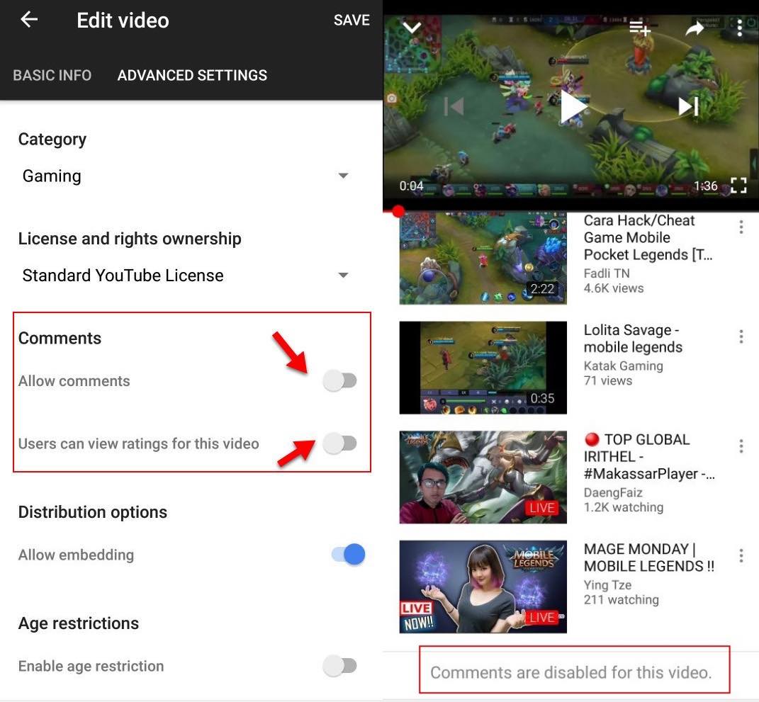 Cara Menonaktifkan Komentar dan tombol dislike di YouTube Lewat HP