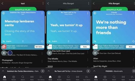 cara menampilkan lirik lagu di Spotify android iphone