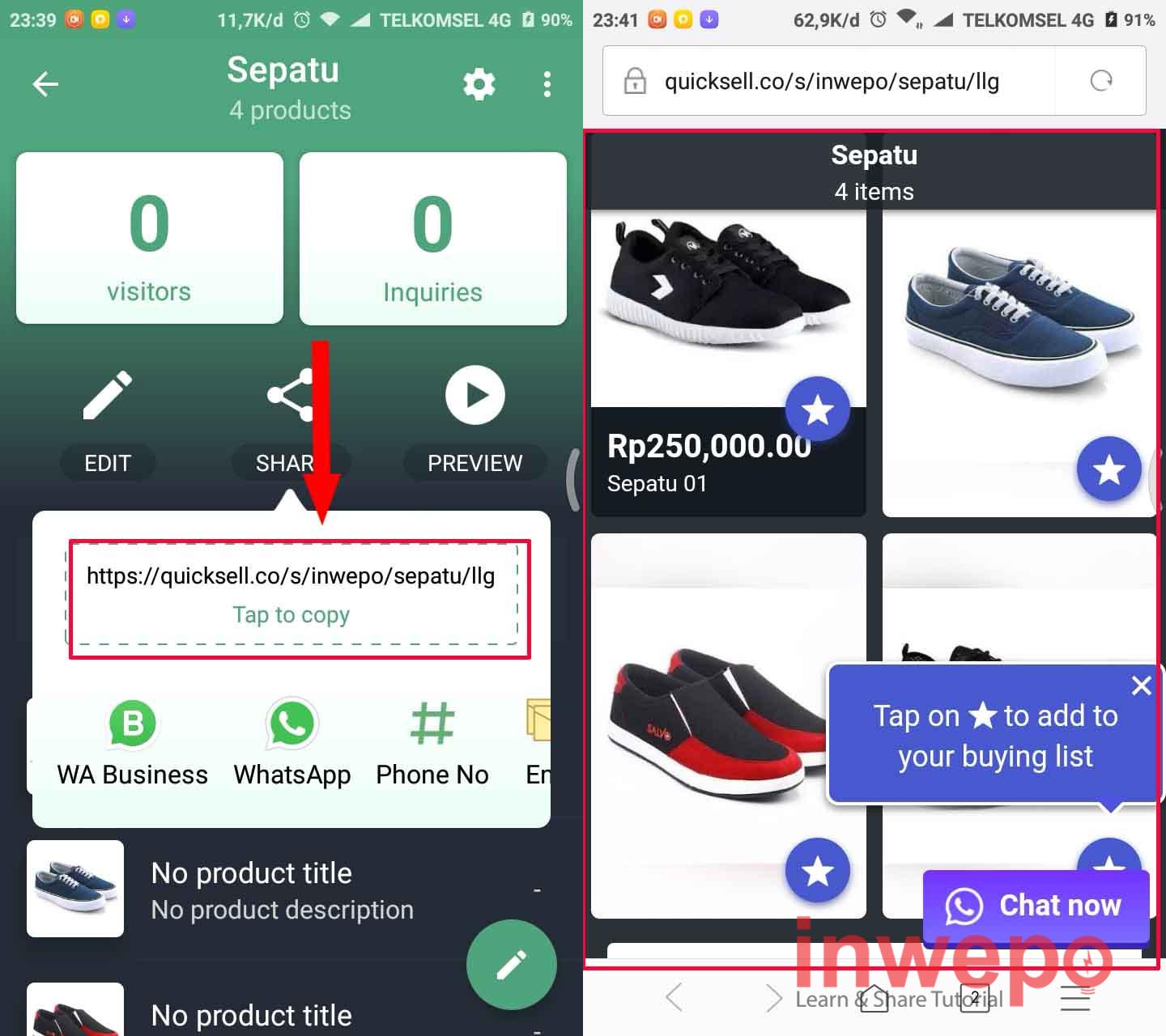 Cara Membuat Katalog Online di Android Inwepo