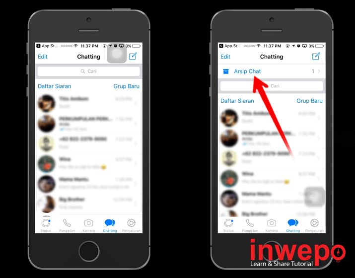 Cara Menyembunyikan Chat Percakapan WA di iPhone 4