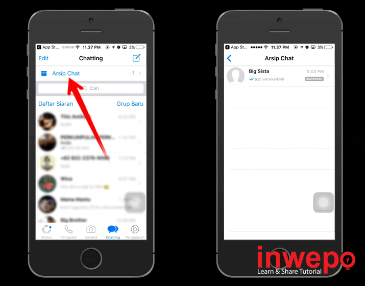 Cara Menyembunyikan Chat Percakapan WA di iPhone 5