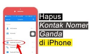 hapus kontak nomer telepon ganda di iPhone