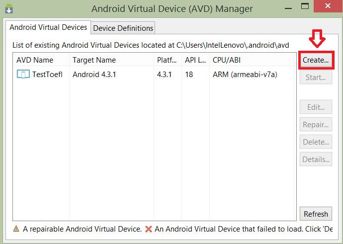 Cara Membuat Android Virtual Device AVD di Eclipse 2
