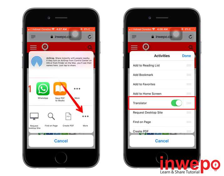 Cara Menerjemahkan Halaman Web di Safari pada iPhone iPad 4