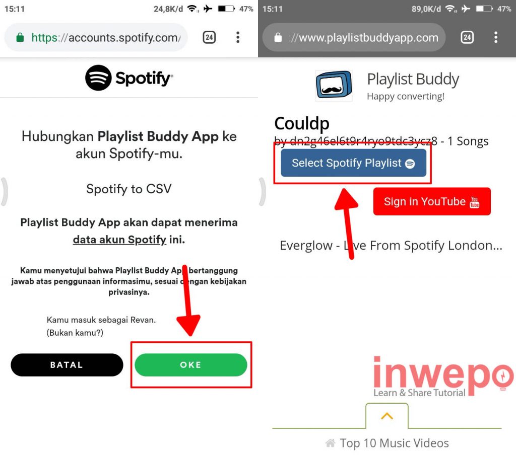Cara Mengubah Playlist Spotify Menjadi Video YouTube di Android 3