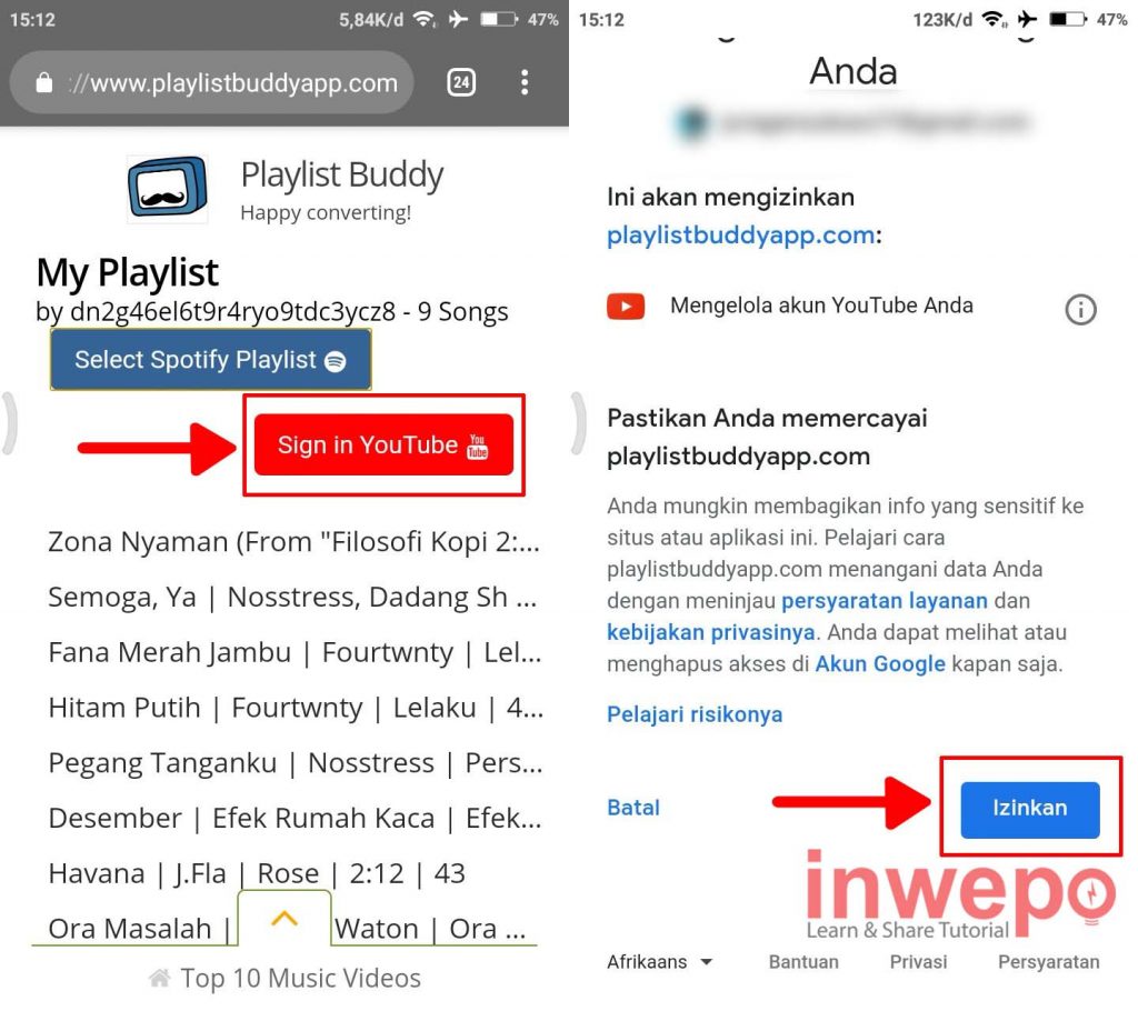 Cara Mengubah Playlist Spotify Menjadi Video YouTube di Android 4