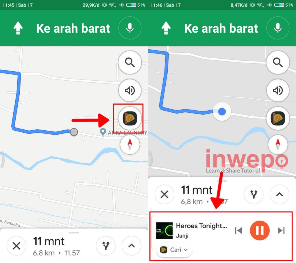 Cara Memutar Lagu Musik di Google Maps Android 5