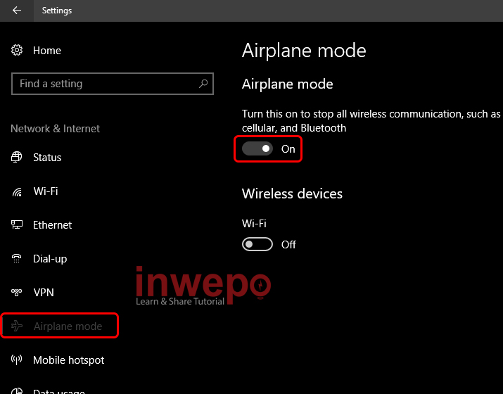 Cara Mengaktifkan Airplane Mode di Windows 10 2