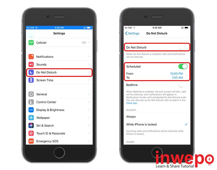 Cara Mengaktifkan Do Not Disturb dan Bedtime di iPhone iOS 12 1
