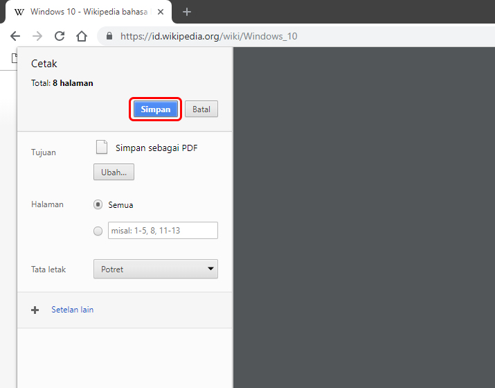 Cara Menyimpan Halaman Web Menjadi PDF di Chrome 340