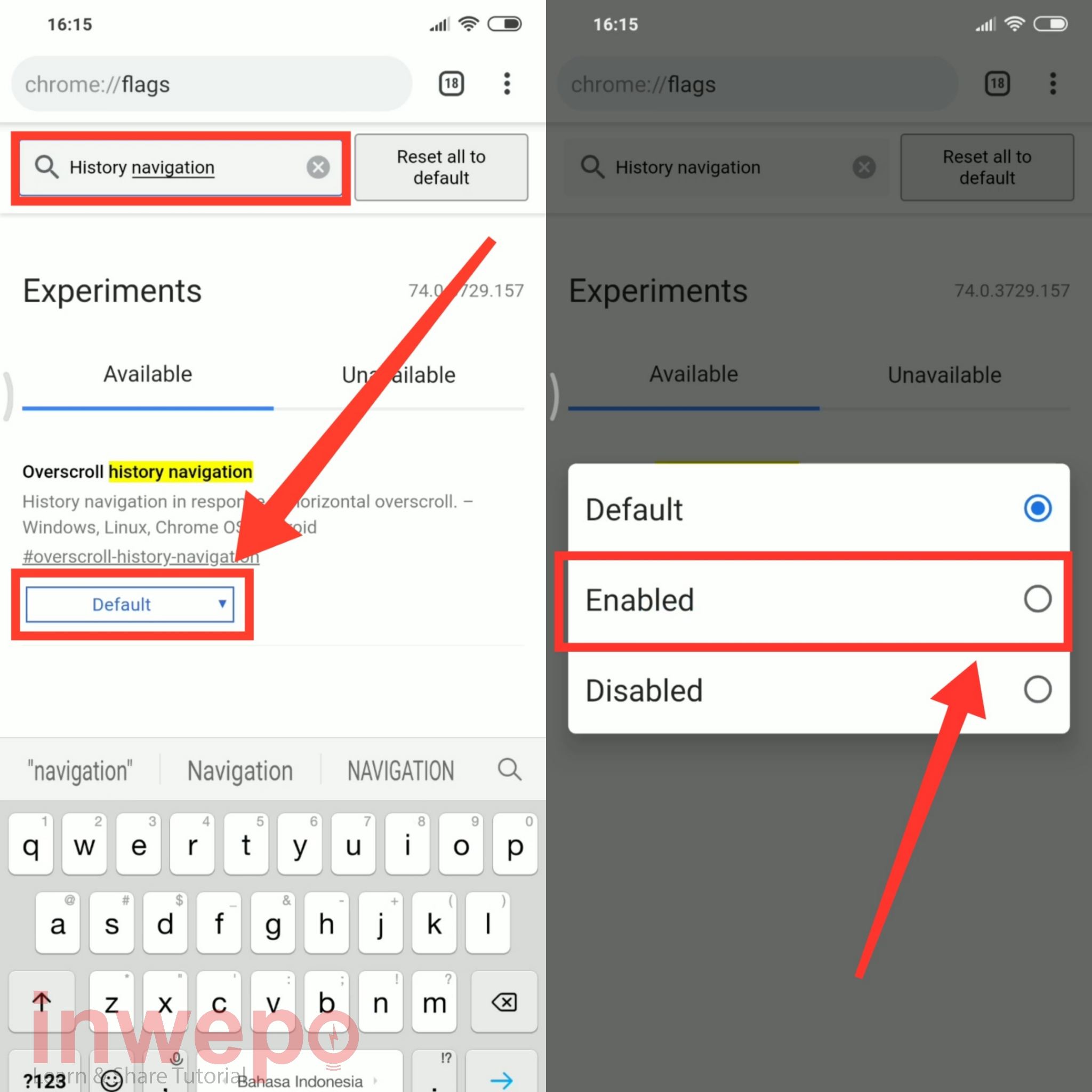 Cara Mengaktifkan History Navigation Gesture Di Chrome Android
