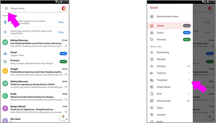 jadwal gmail android5