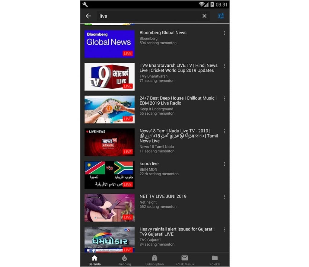 Cara Mencari Video Live Streaming Di Youtube Android