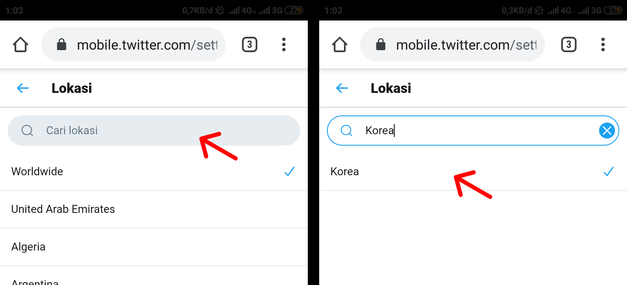 Cara Mengubah Trending Topik Twitter di Android