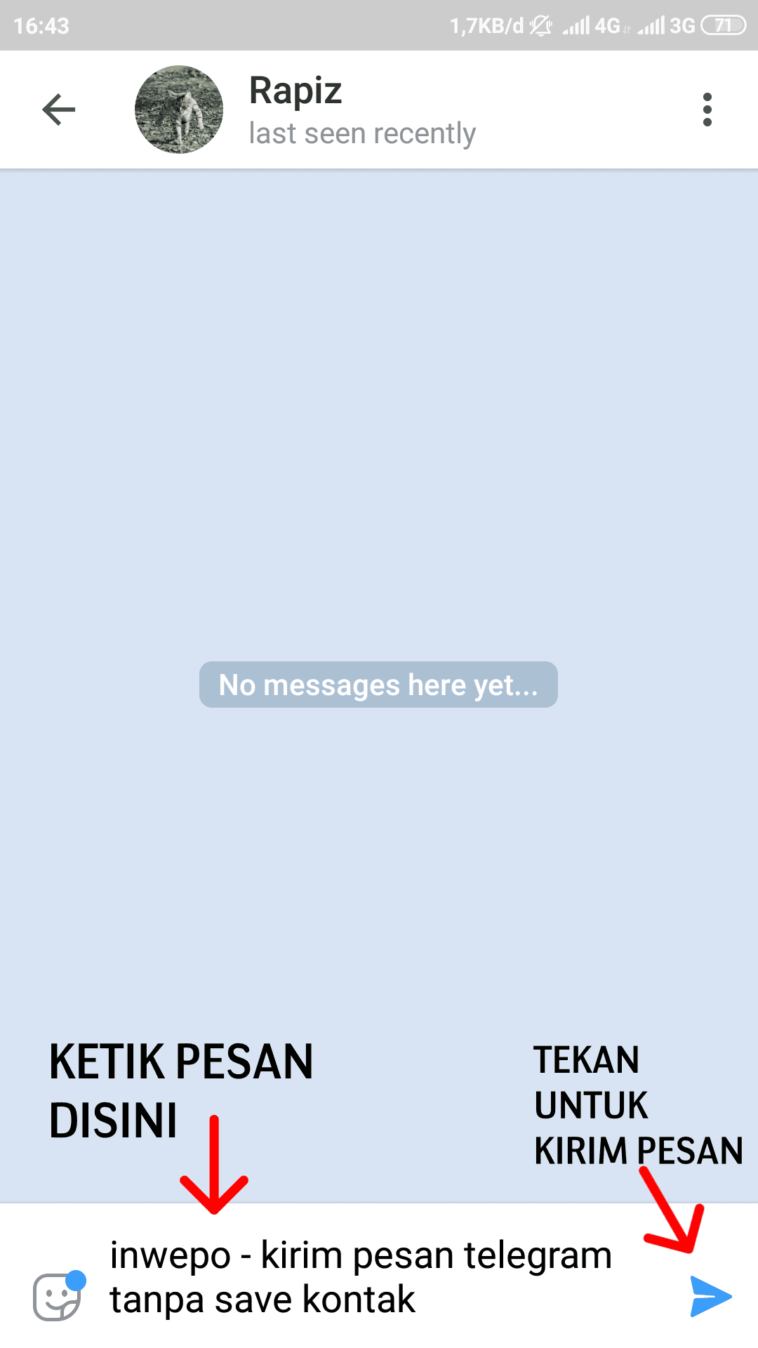 Cara mengirim pesan di Telegram tanpa menyimpan kontak di android