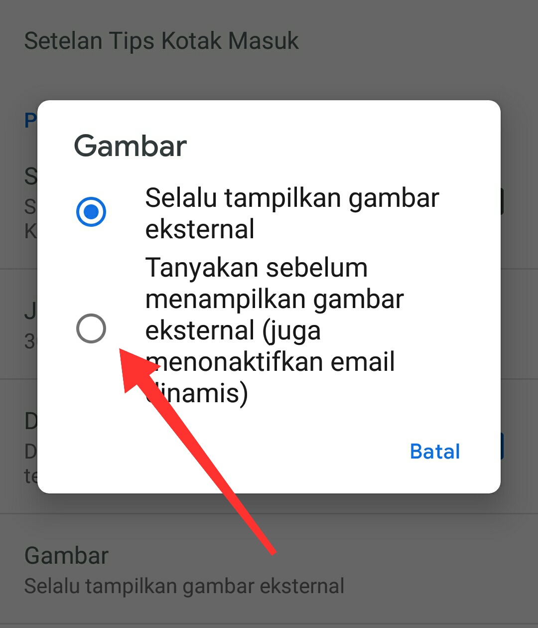Cara menghentikan gmail menampilkan gambar otomatis di android