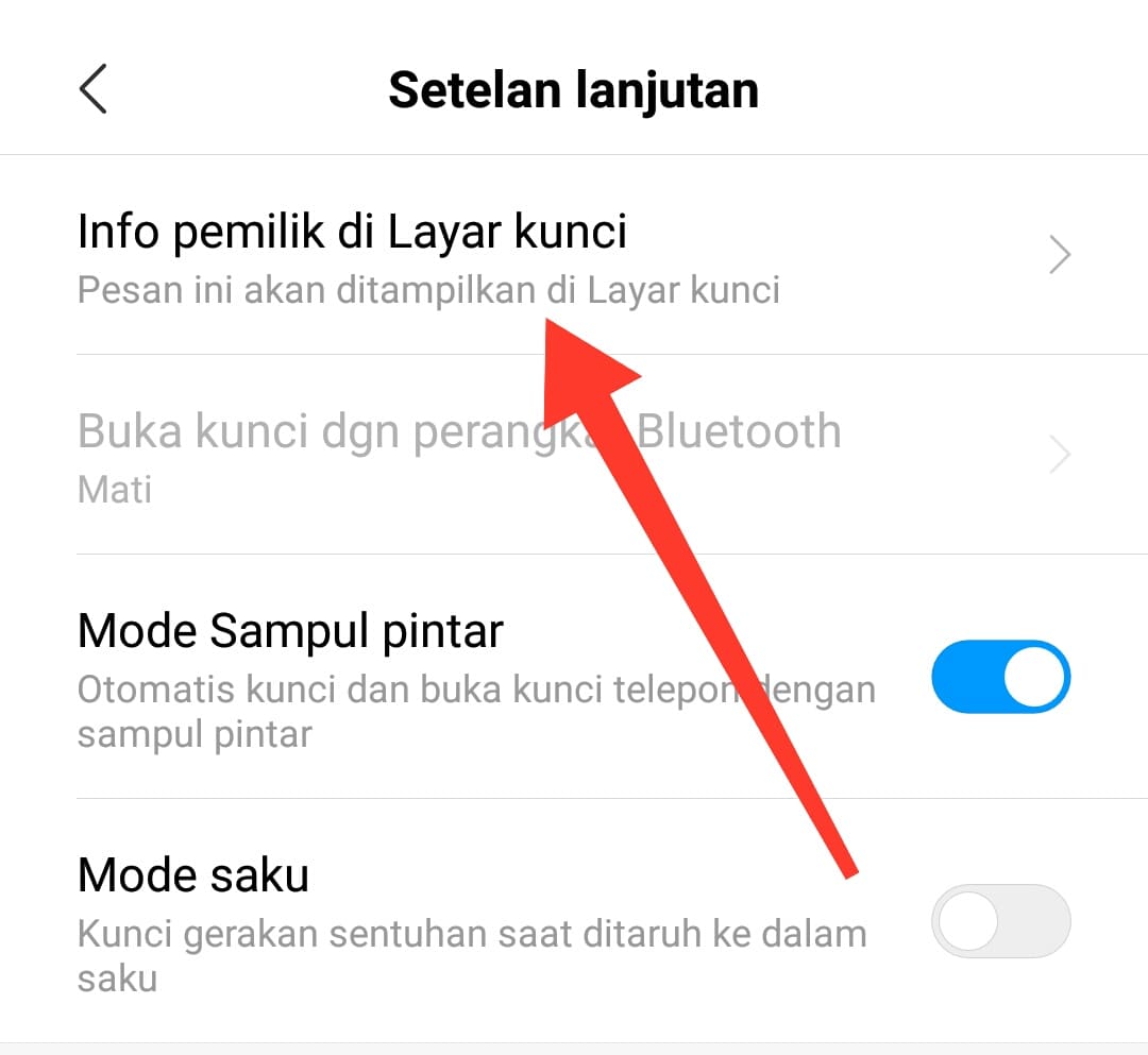Cara menampilkan info pemilik di layar kunci hp Xiaomi