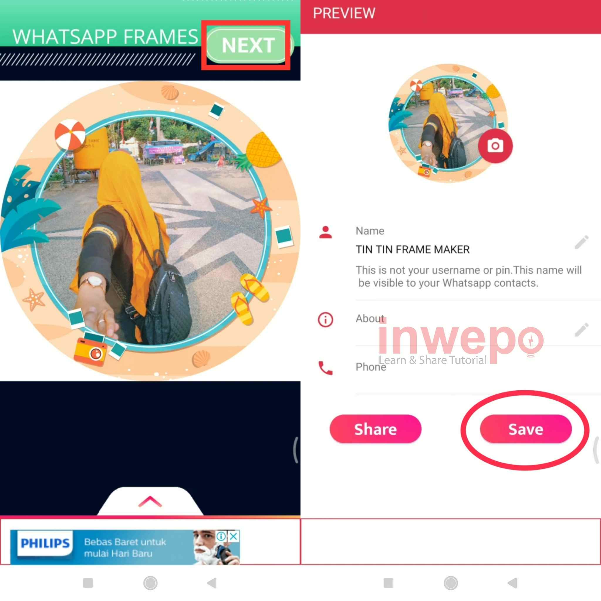 Cara Menambahkan Frame DP WhatsApp