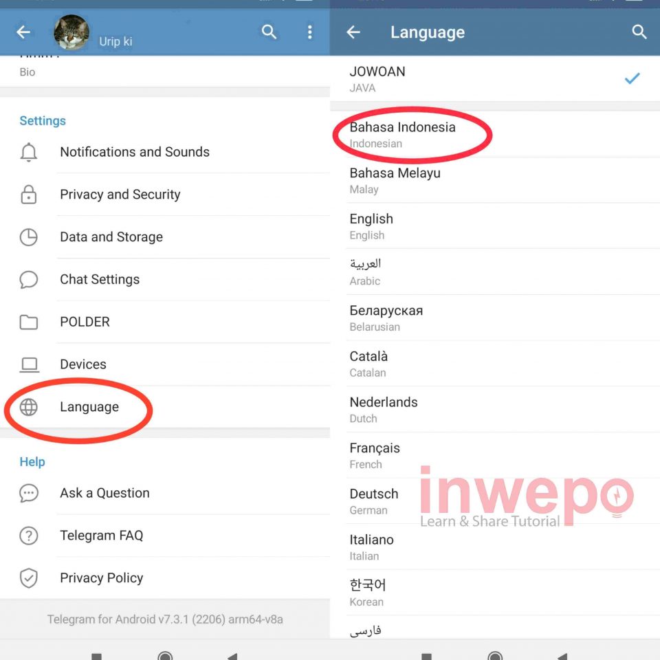 Cara Mengubah Setlang (Bahasa) di Telegram 