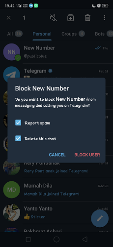 Cara Memblokir Kontak dan Bot di Telegram
