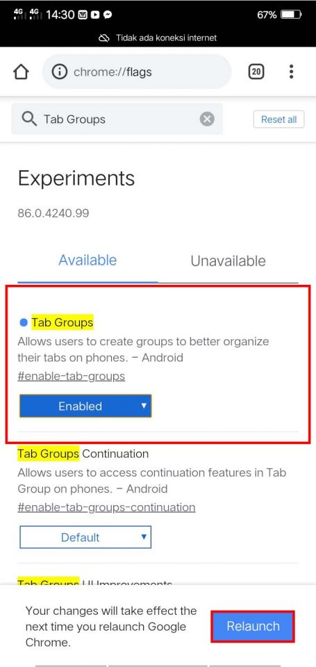 cara mengaktifkan tab group di chrome android