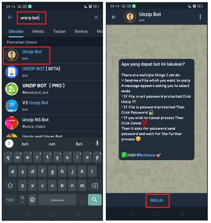 Cara Mengekstrak File Zip Menggunakan Bot Telegram