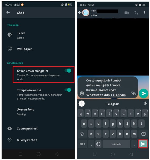 Cara Ubah Tombol Enter Jadi Kirim di WhatsApp dan Telegram | Inwepo