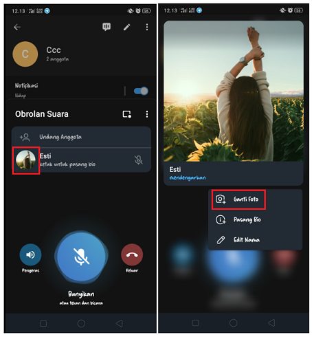 Cara Mengubah Foto Profile Obrolan Suara Telegram