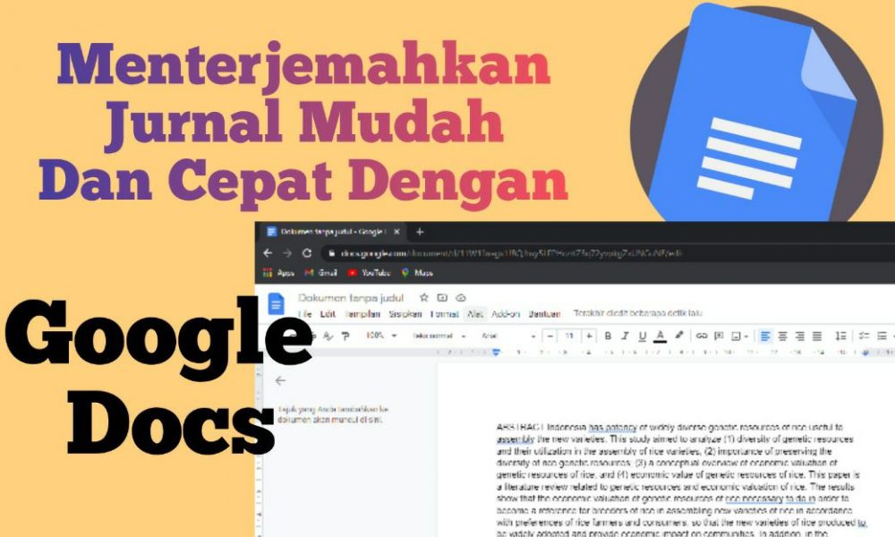 Cara Mudah Menerjemahkan (Translate) Jurnal Di Google Docs