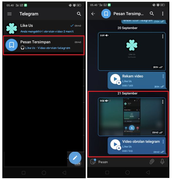 Cara Merekam Video Obrolan Telegram
