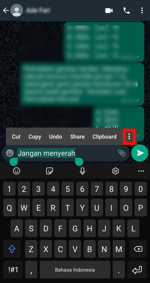 menu ikon titik tiga whatsapp