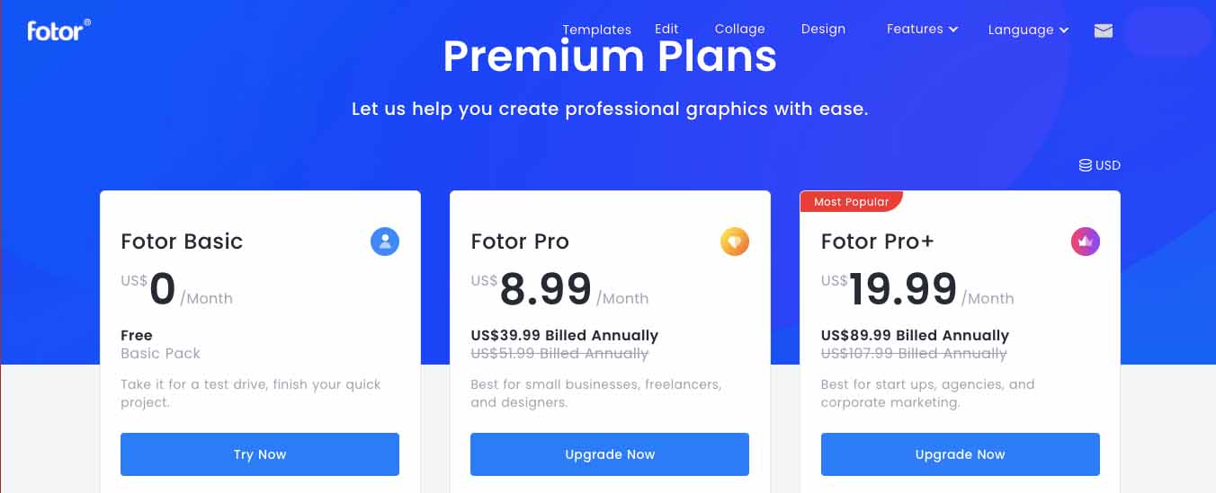 fotor premium plans