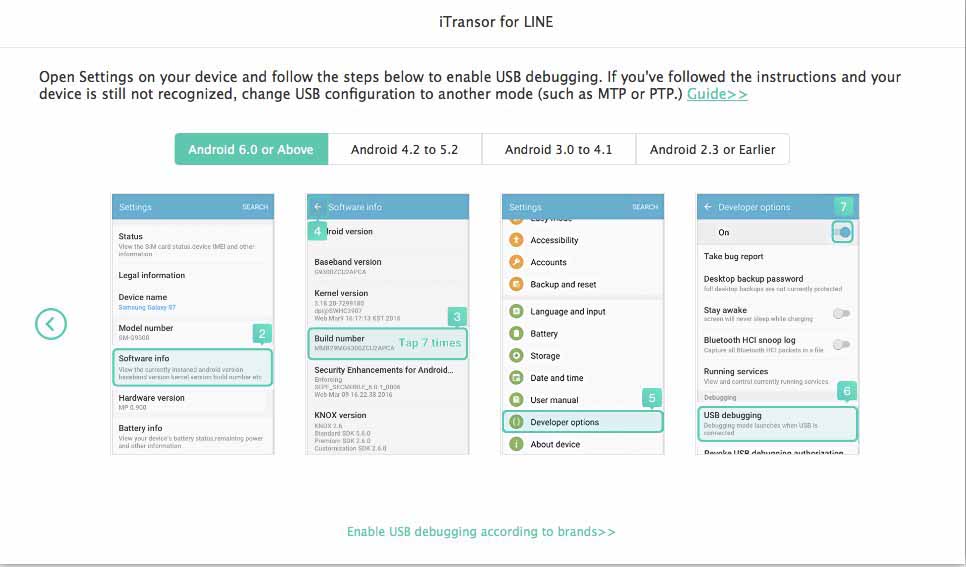 iTransor for line USB settings