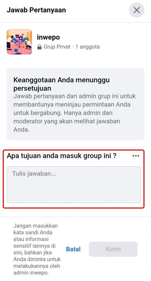 Cara Membuat Pertanyaan Saat Masuk di Grup Facebook