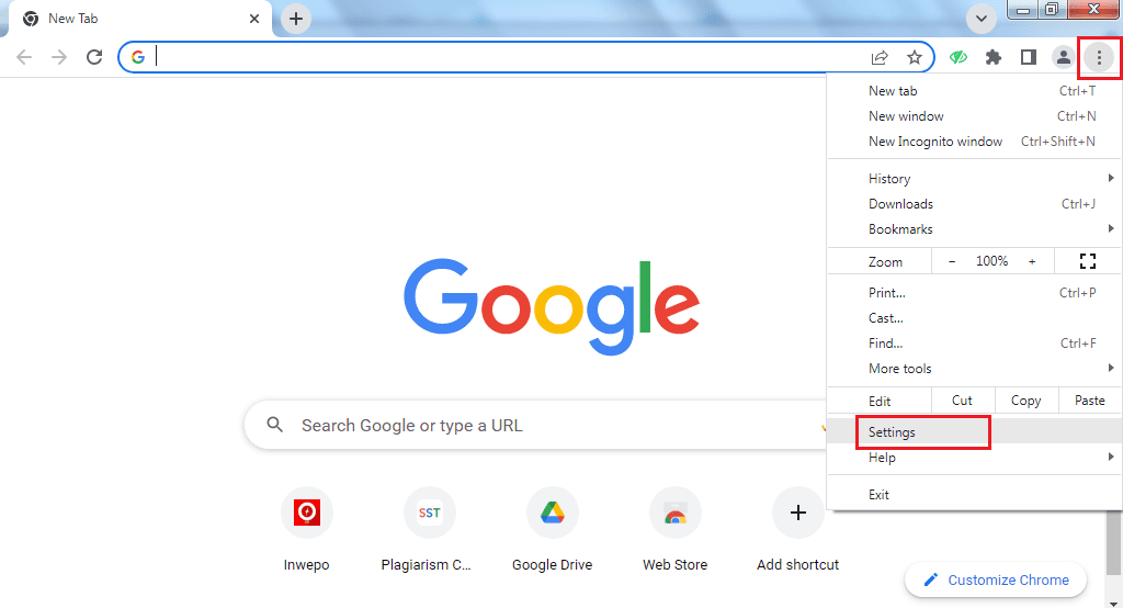 Settings Google Chrome