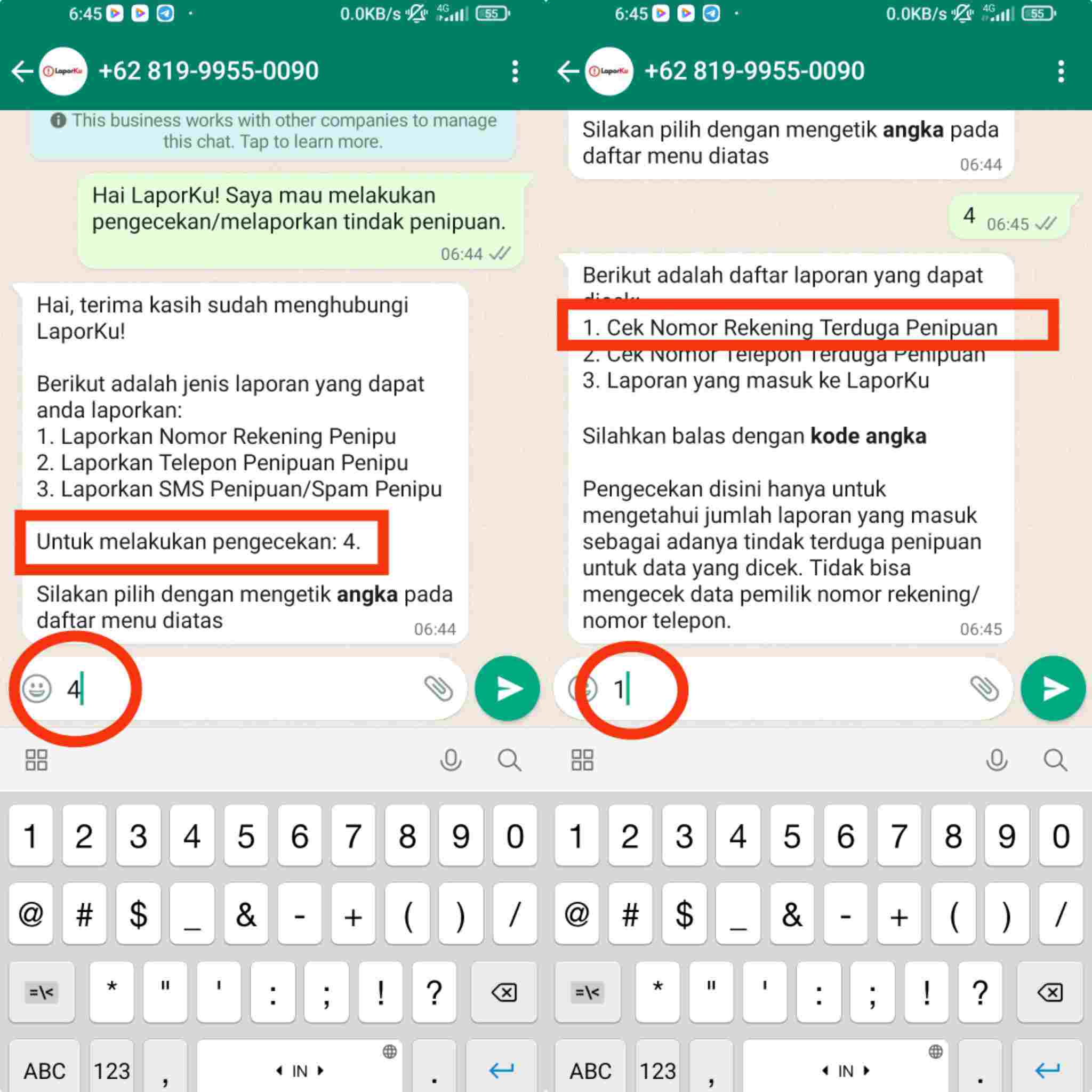 Cara Melapor Penipuan Langsung Dengan WhatsApp 3
